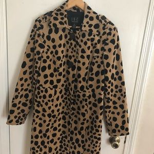 INC tan animal print trench coat